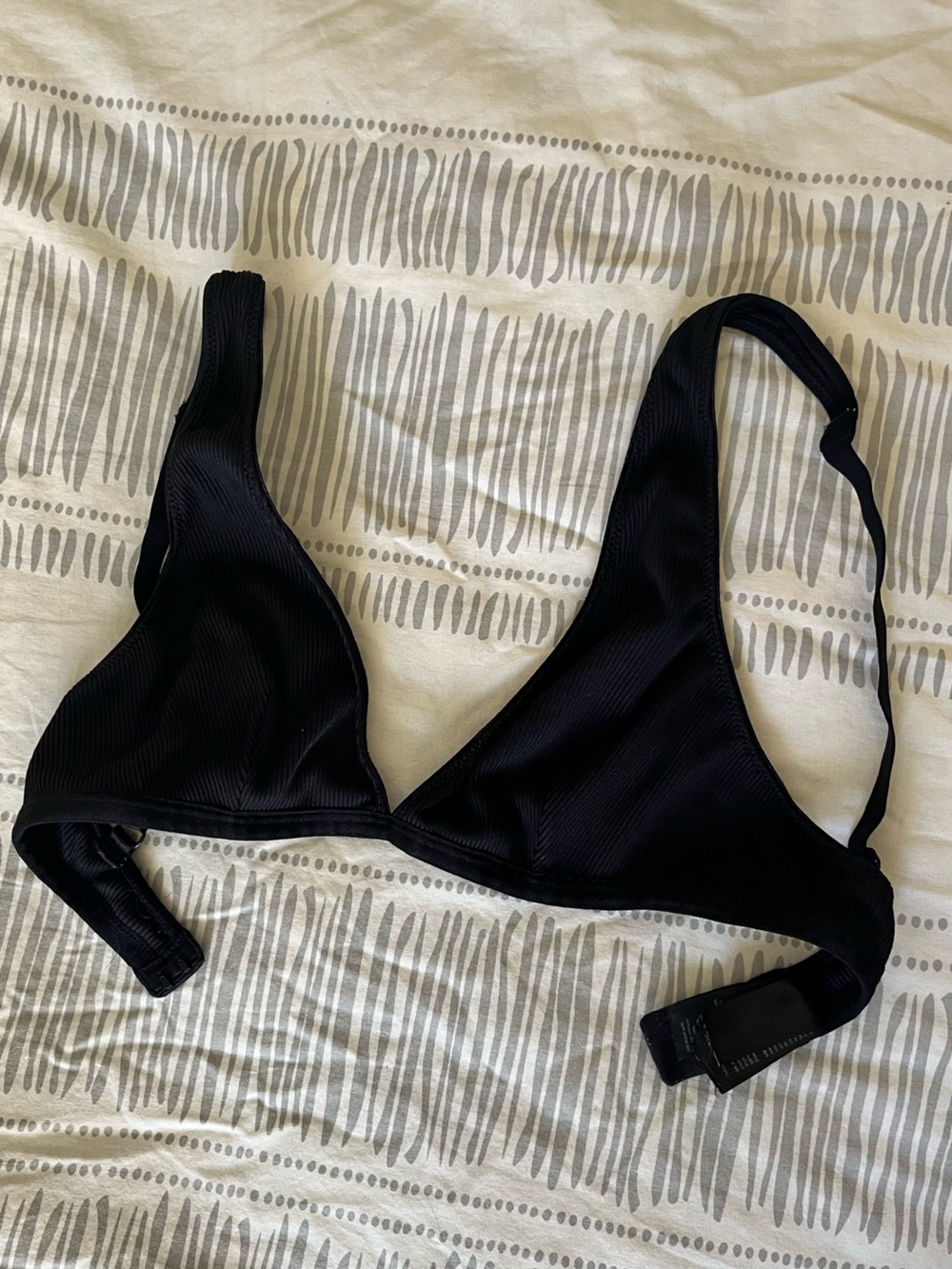 Weekday Black Ribbed Triangle Bra top